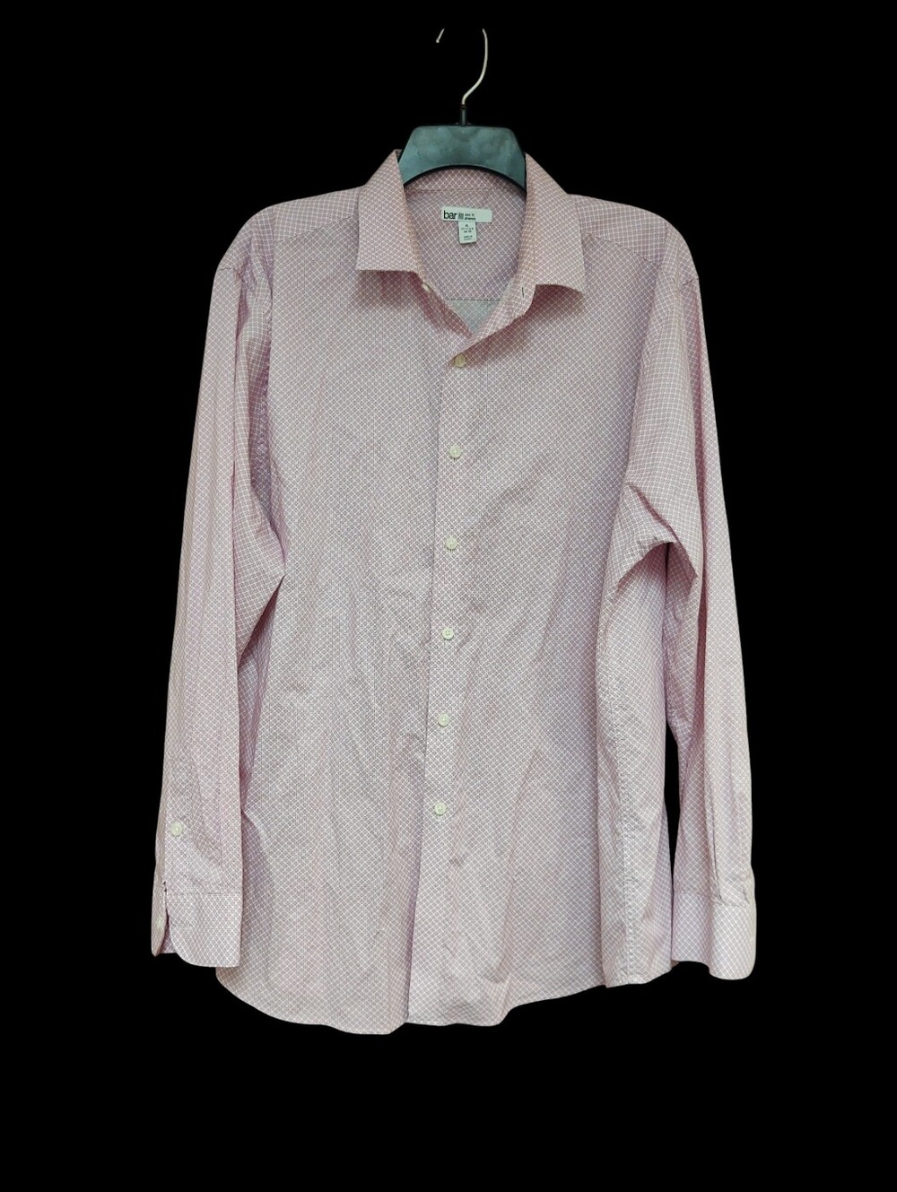 Bar III Men's Pink Patterned Long-Sleeve Dress Shirt XL/17-17.5/34-35
